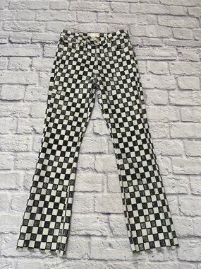 Mother Denim insider ankle fray Black & White Checkerboard flare Jeans 26